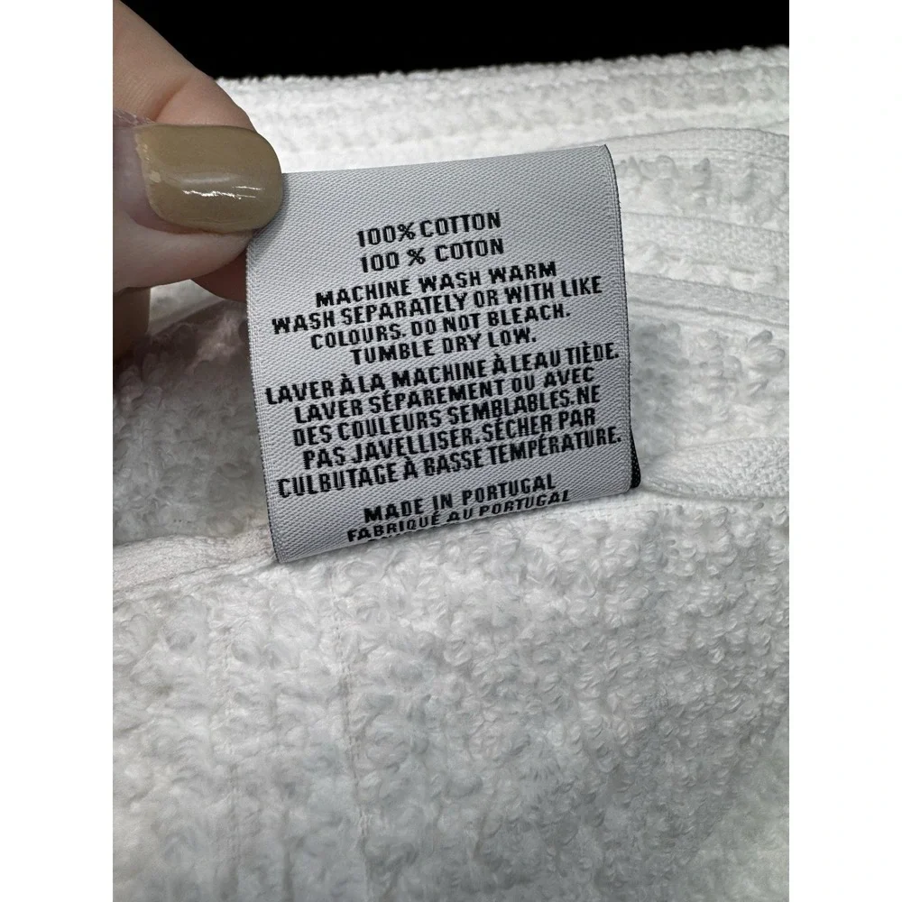Bianca 100% Cotton Luxury 2 Bath Towels Portugal Textured Fringe Bright White‎